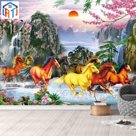 Tranh Dán tường 3D Mã Đáo Thành Công